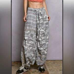 POL Gray Patterned Track Pants